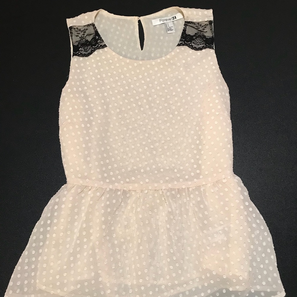 Forever 21 Sleeveless Blouse w/ Black Lace (S)